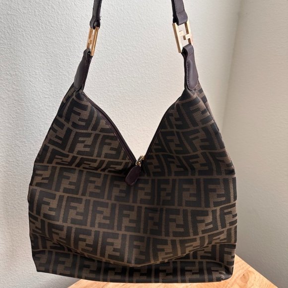 Fendi Accessories - Vintage Fendi Zucca Double Zip Shoulder Bag